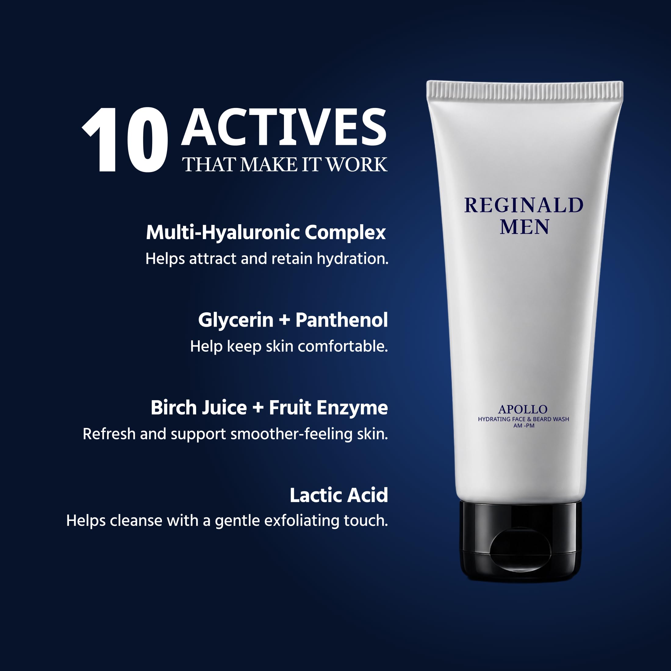 Reginald Men Apollo - Hydrating Face & Beard Wash | Deep Clean, Acne & Tan Control with 8 Actives Face Wash|(pack of 2)|(100g X 2) 1