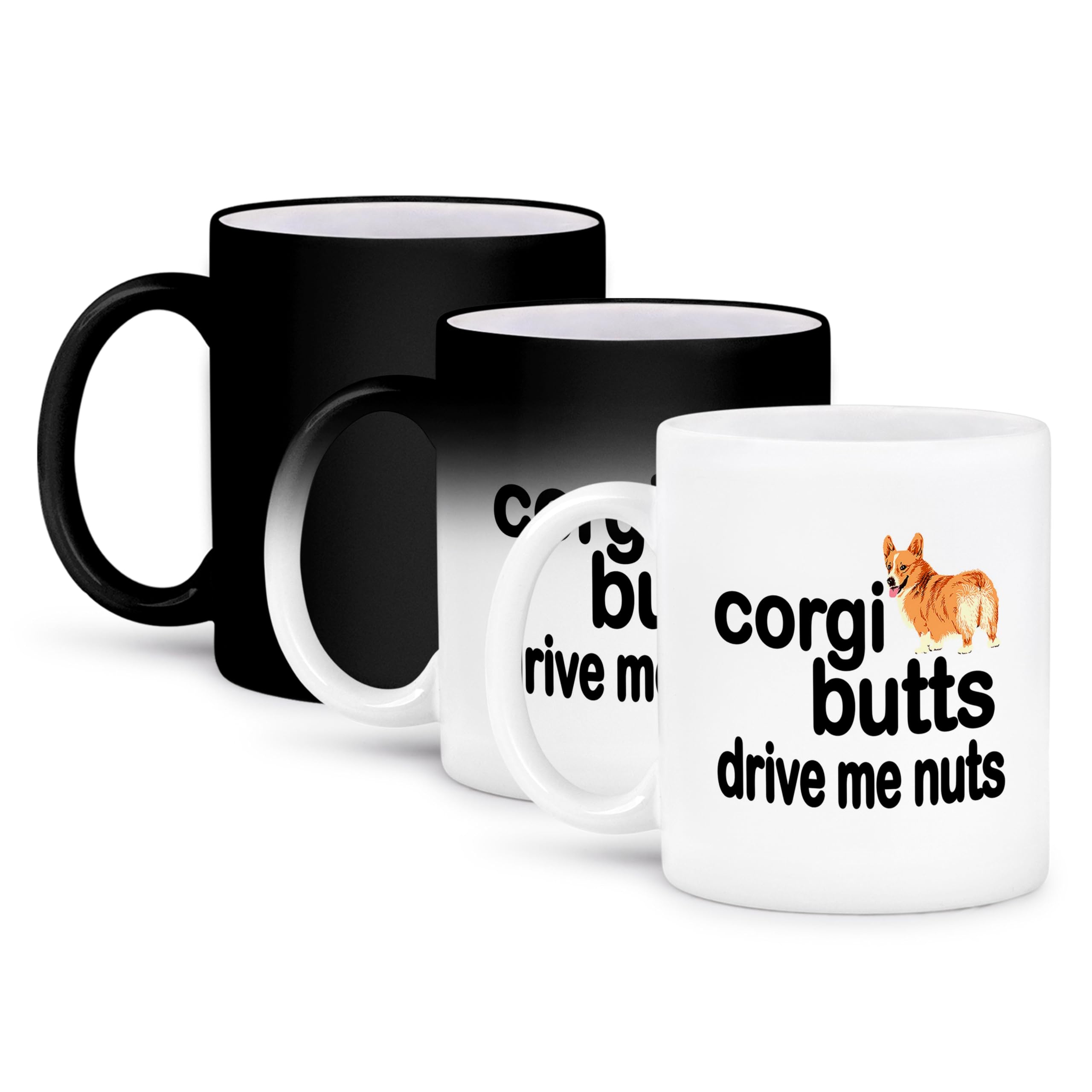 MUGSMAFIA Mug_172000_3 Corgi Butts Drive Me Nuts, Ceramic, Black/White Printed Coffee and Tea Ceramic Mug- 320 ML Ceramic Coffee Mug 2494