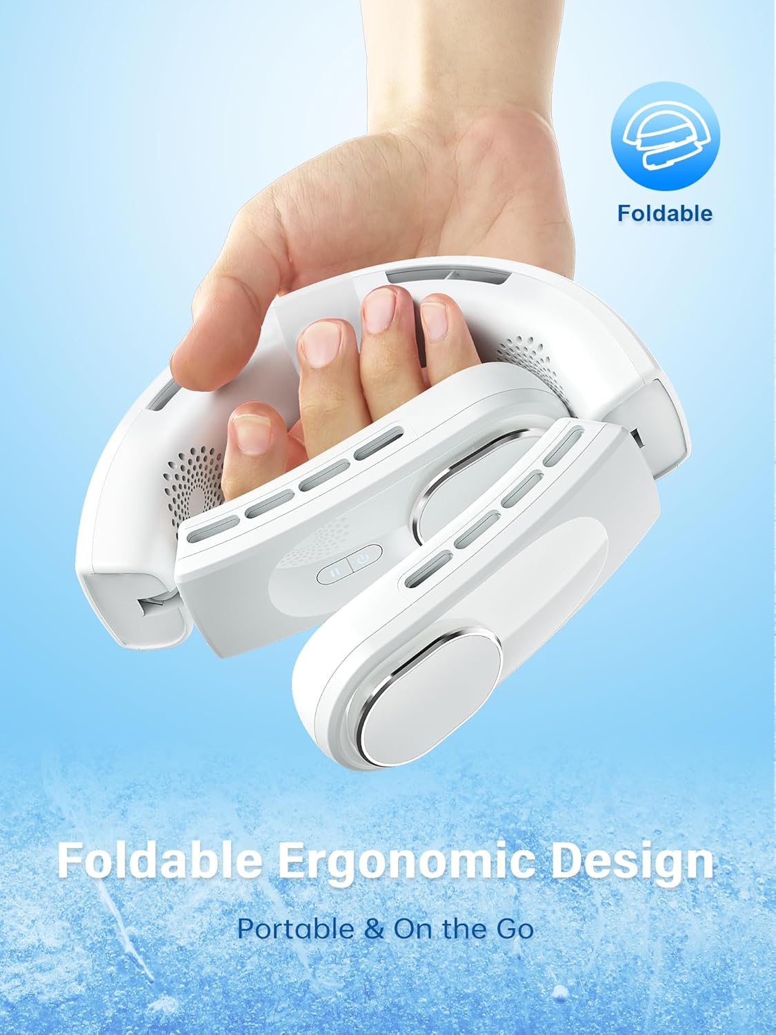 HIROBOT ChillGo Neck Fan, Portable Bladeless 5200mAh Neck Fan, Foldable Neck & Head Cooling Fan, MAX 12Hrs & High Speed 4 Motors, Wearable Twistable & Rechargeable, Great Gifts for Men Women (white) offers donot miss