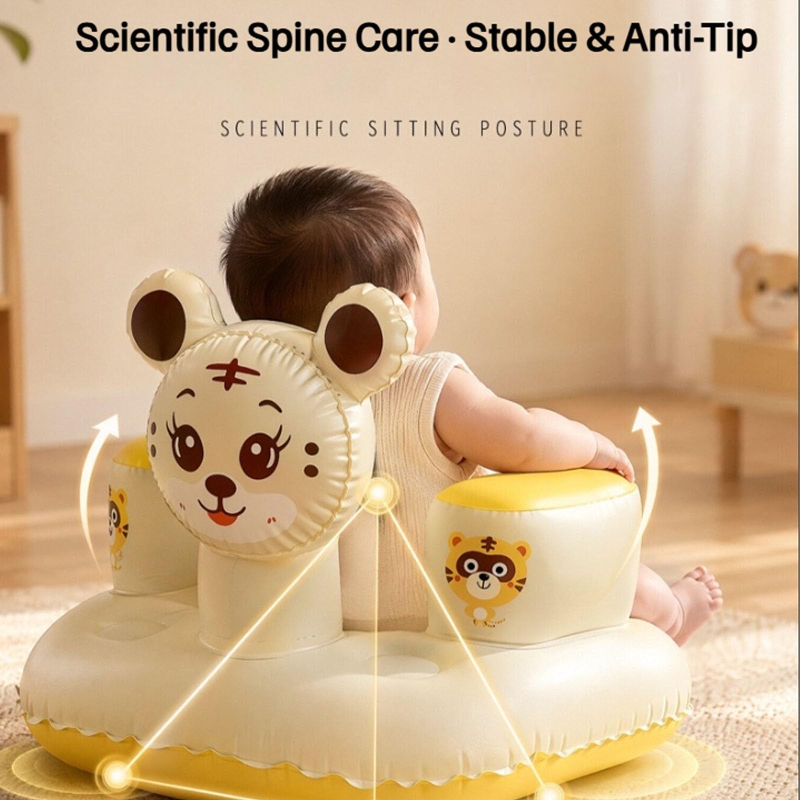 Silla Inflable portátil para bebé con Respaldo, Ideal para Uso doméstico.(B,100 * 60 * 40cm)