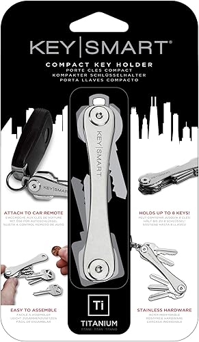 Miniatura 6 de KeySmart - Llavero organizador de llaves, de titanio, plateado, para uso diario, llavero para llave inteligente de automóvil, hasta 14llaves