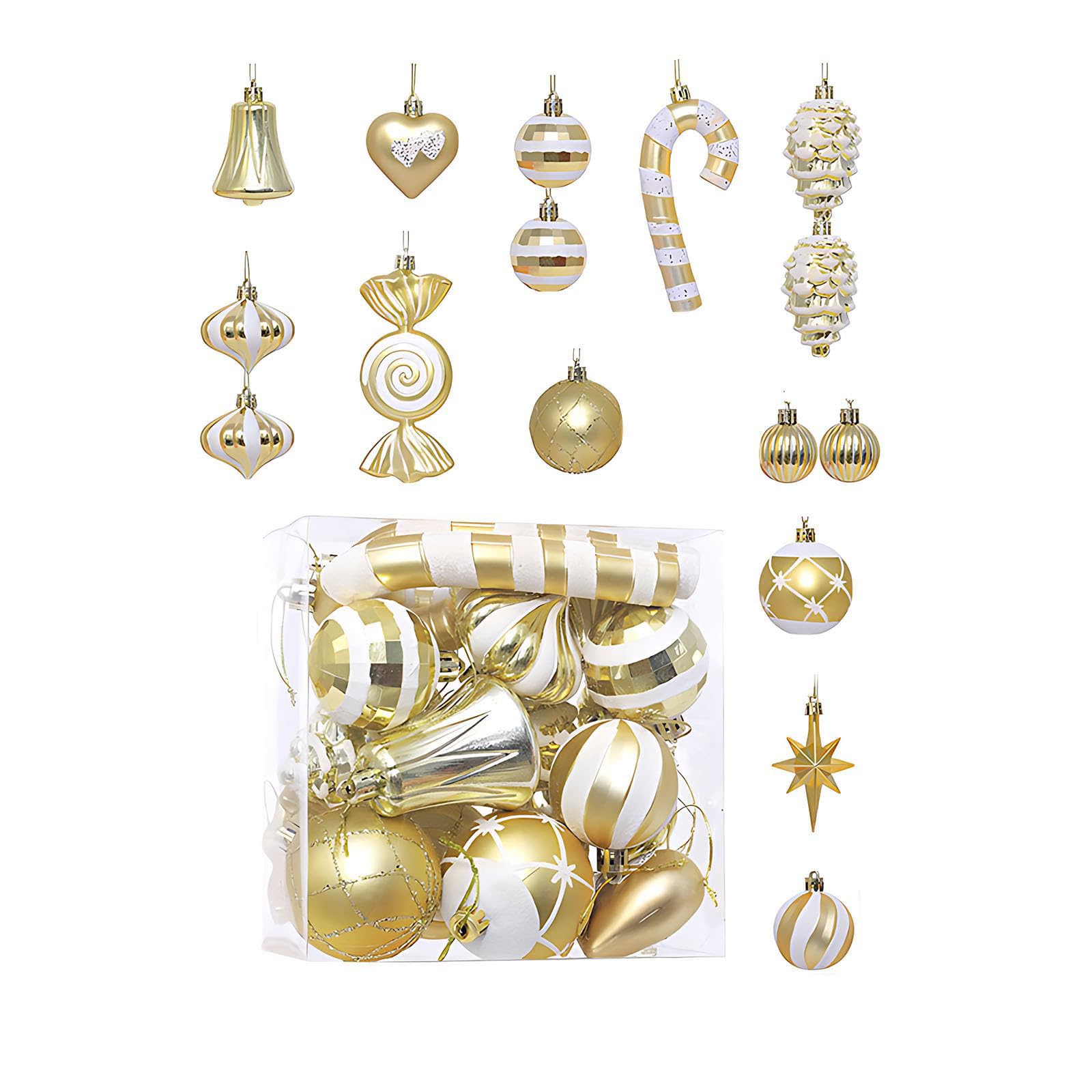 Kalttoy 16 Piece Christmas Ornament Set Bright Holiday Decors Shatterproof User Friendly Tree Hanging Ball Pet Friendly Christmas Accessories
