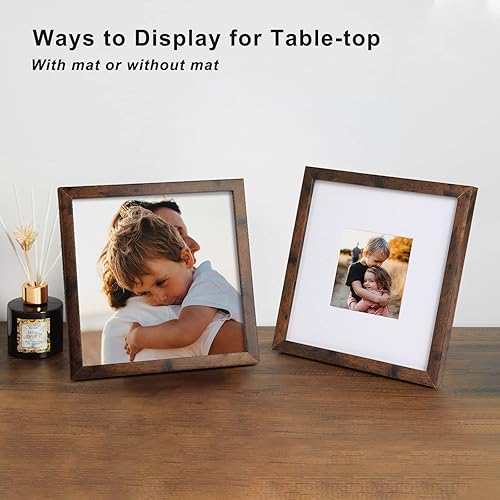 Vista 109 de KINLINK Juego de 4 portarretratos de 12 x 12 pulgadas, cuadrados de madera mate de 8 x 8 pulgadas con plexiglás para 8 x 8 pulgadas con paspartú