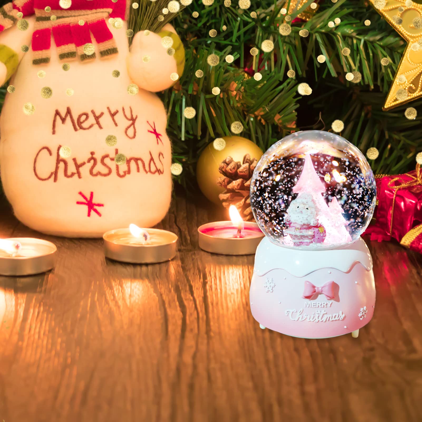 Amazon.co.jp: クリスマススノードーム 音楽とカラーライト8個付き