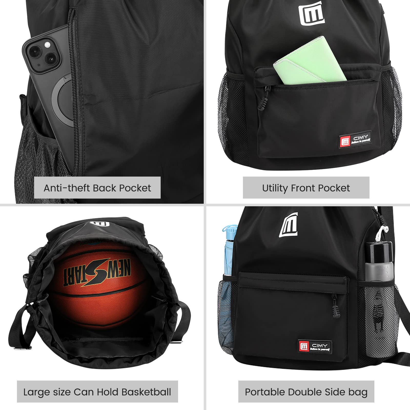 Eucomir Mochilas De Cuerdas, Mochila Deporte Mochila Gym De Malla Agua, Bolsa De Cordón Impermeable De Nylon Bolsa De Gimnasio Cordón — view 3