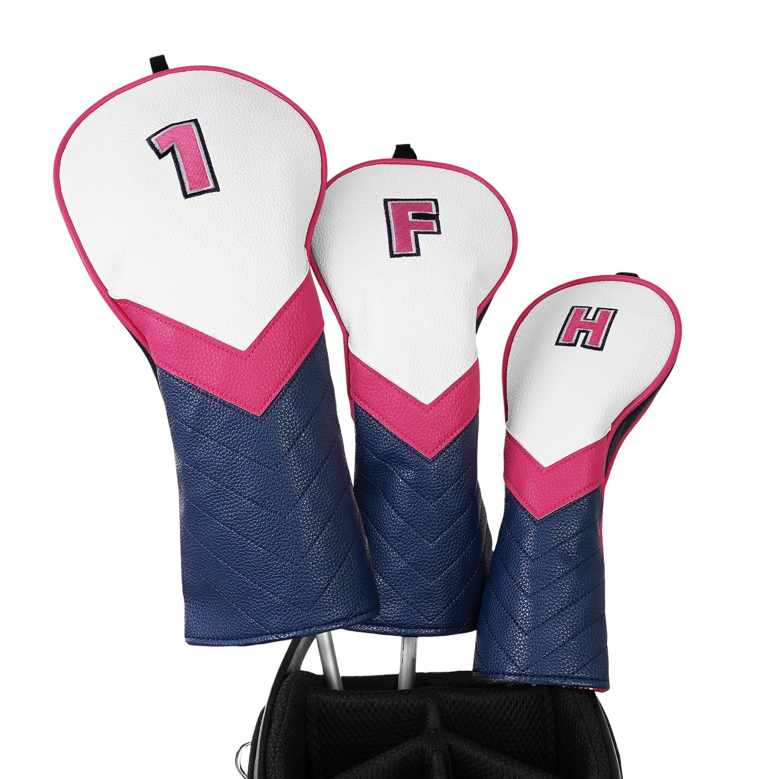 Fundas para cabeza de palo de golf de madera para conductor/Fairway/Hybrid/1FH blanco, rosa, azul, piel sintética