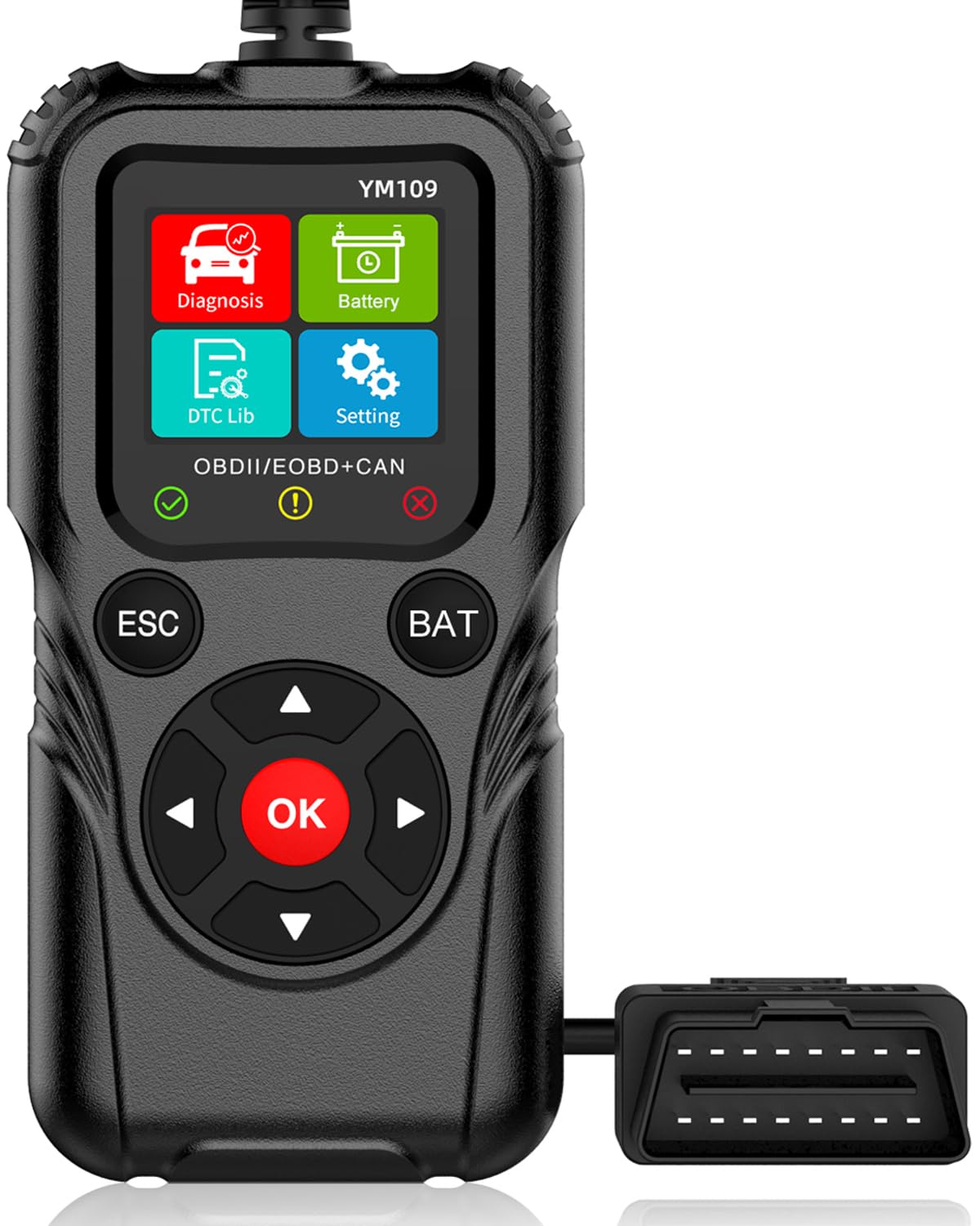 Scanner OBD2 con tester per batteria, lettore di codici auto per spia di controllo del motore, dati in tempo reale, tensione della batteria e durata della batteria, strumento diagnostico per
