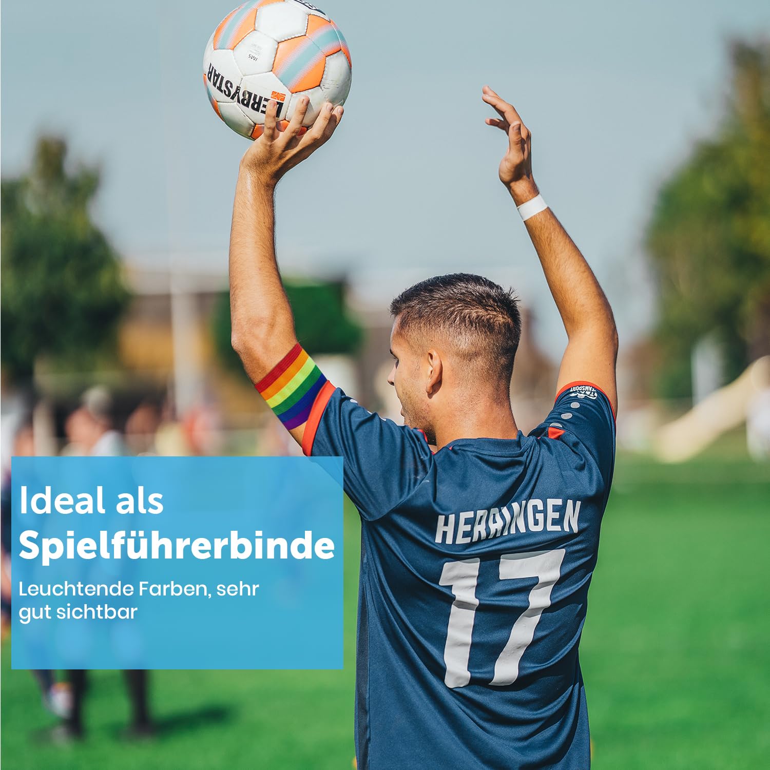 Regenbogen-Armbinde mit Klettverschluss individuell anpassbar | Rainbow Armband Kapitänsbinde Captain Spielführerbinde
