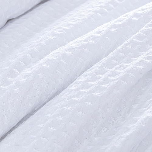 Miniatura 6 de Chezmoi Collection Wilmer - Juego de edredón de 3 piezas de tejido gofre, suave y acogedor para todas las estaciones, tamaño King, color blanco
