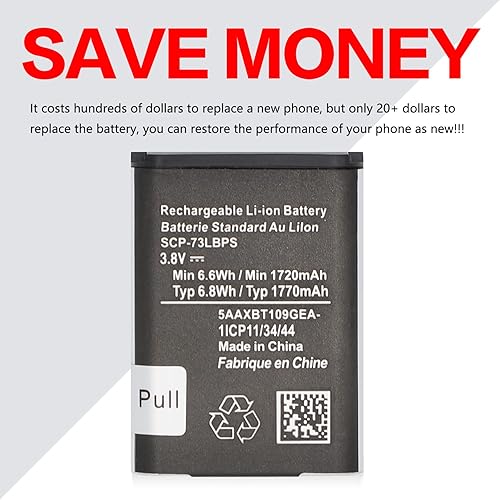 Miniatura 6 de SCP-73LBPS - Batería de repuesto para Kyocera DuraXV Extreme E4810 Verizon Flip Phone SCP73LBPS (teléfono no incluido)