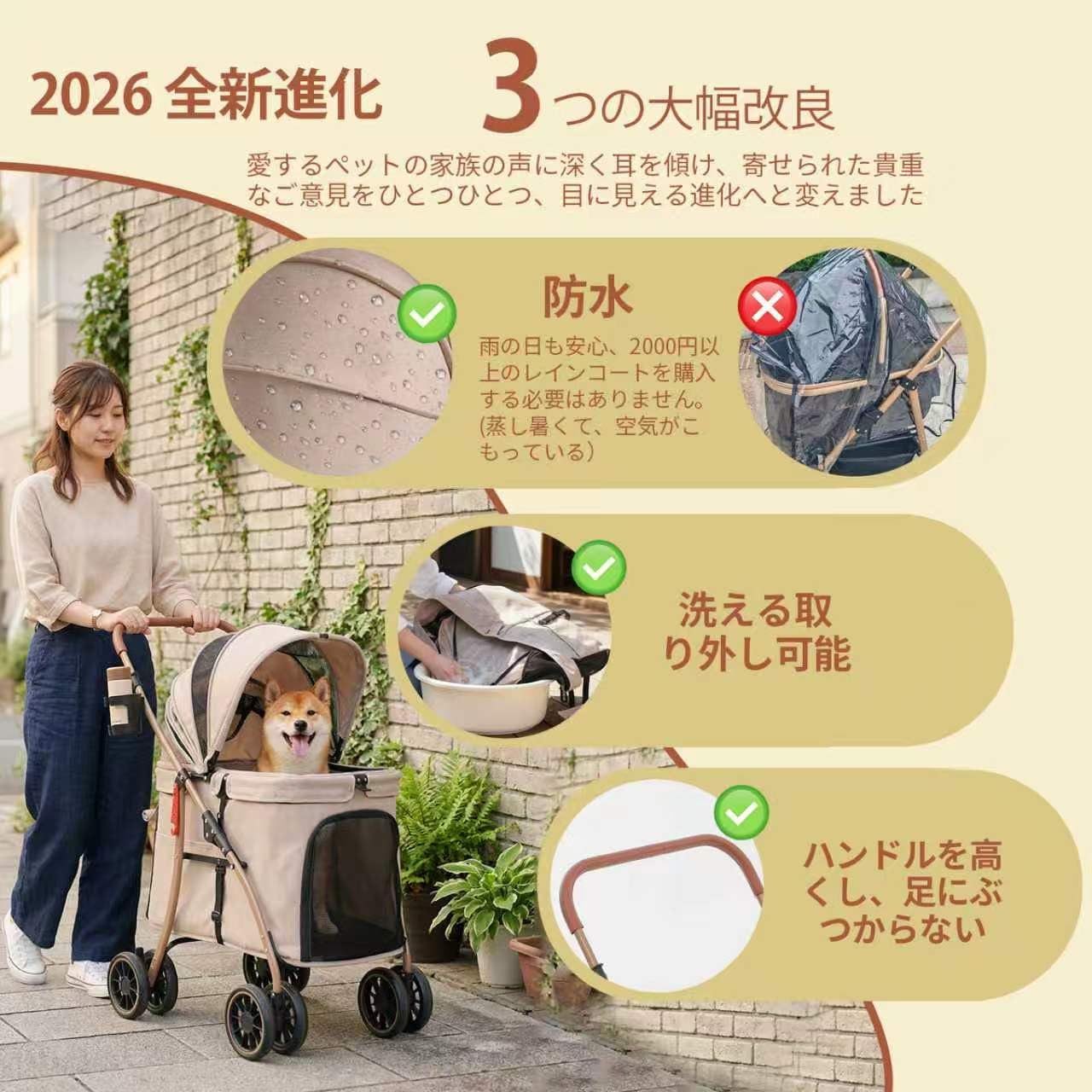 Amazon | 【低床型 ·大空間】MILA&LOUIS 中型犬ペットカート 大空間