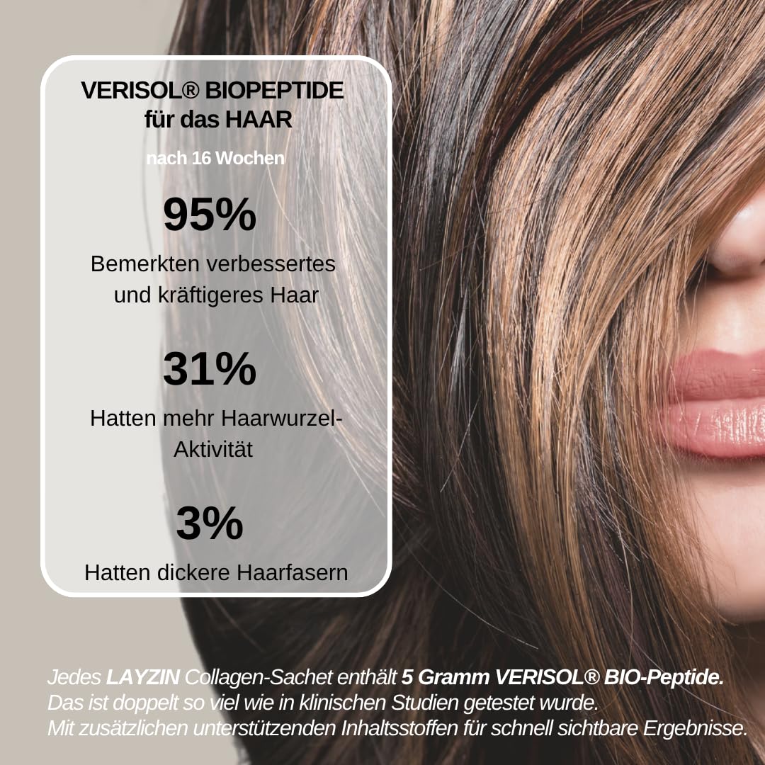 Kollagenpulver für Frauen mit Verisol®-Kollagen, Hyaluronsäure & Vitamin C – Anti-Aging-Schönheitsformel zur Hautverjüngung sowie für Haare & Nägel – Stärkt die Haut, Halal – 60 Sachets, Unisex