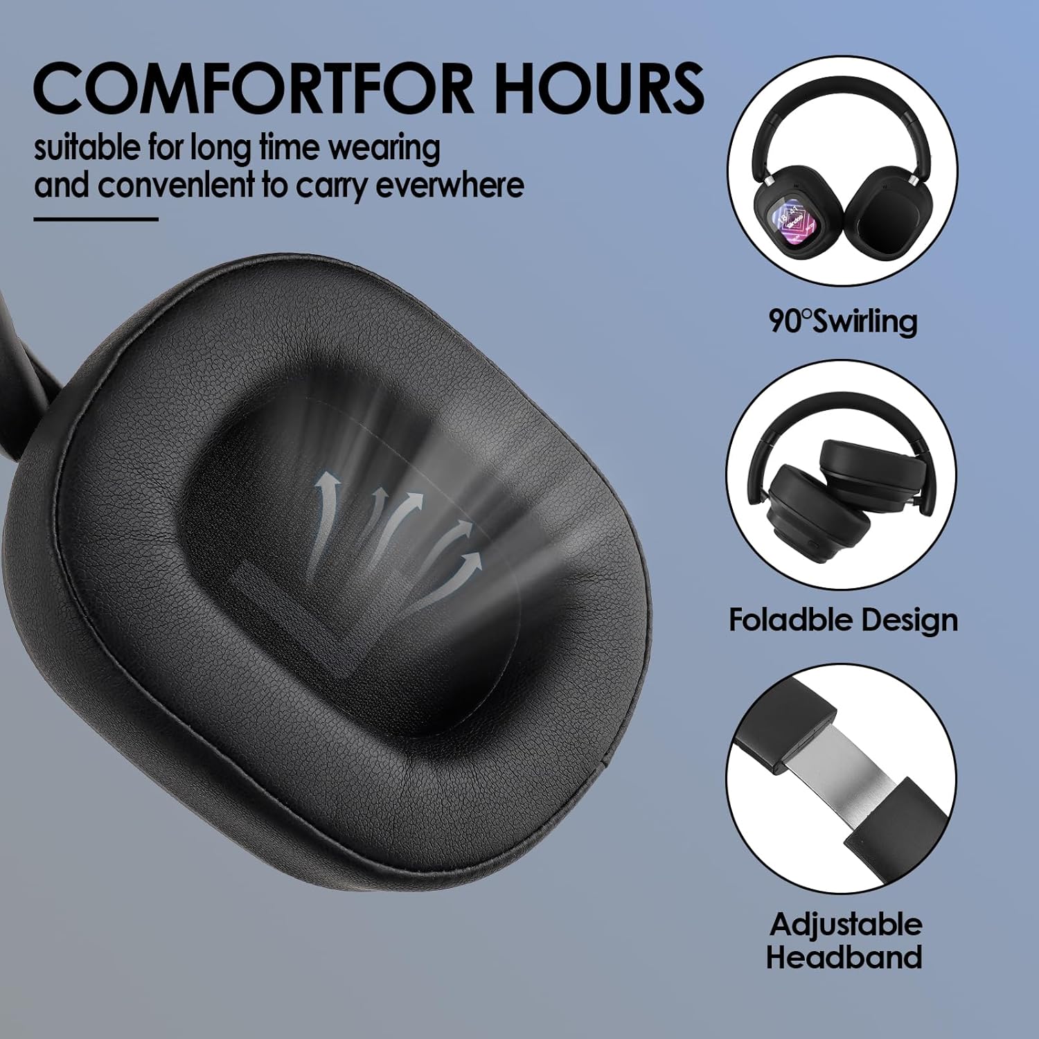 JH-ANC930Plus Hybrid ANC Wireless Headphone, with Multi Magnetic Touch Control LED Screen and APP Download with 1GB MP3