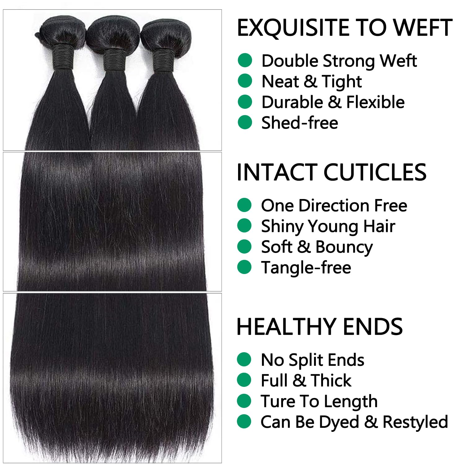 Straight Human Hair Bundle Brazilian Virgin HairSilky Straight 12A Grade Remy Unprocessed Human Hair Extenstion (10 inch) - Image 2