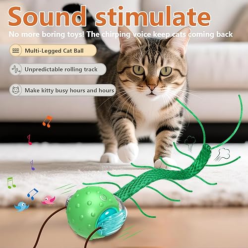 Miniatura 2 de Juguetes interactivos para gatos aburridos, con canto y movimiento de ciempiés para despertar, súper motor para gatos en alfombra