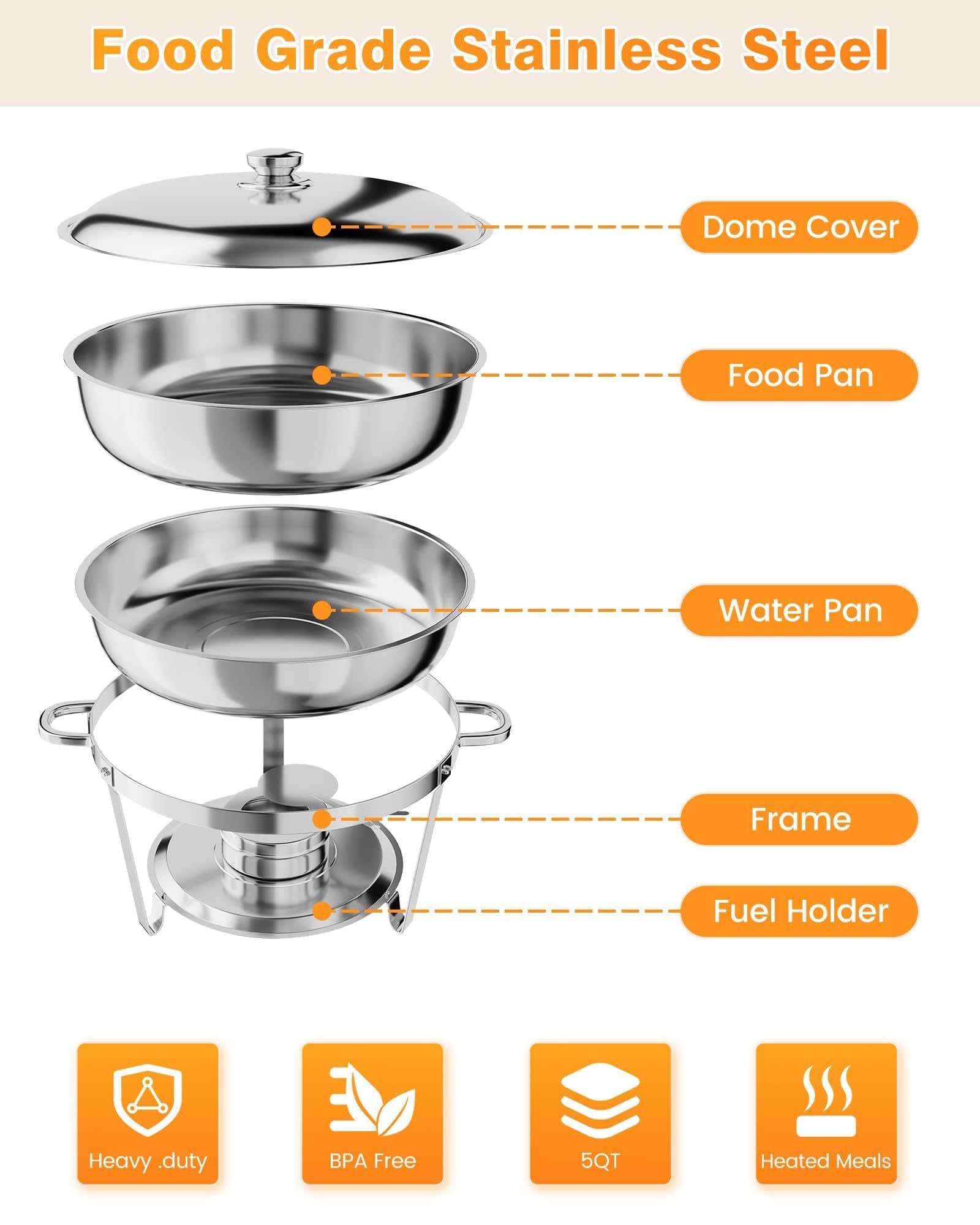Zstar Set 4 Chafing Dish 5QT Acero Inoxidable Para Banquetes |