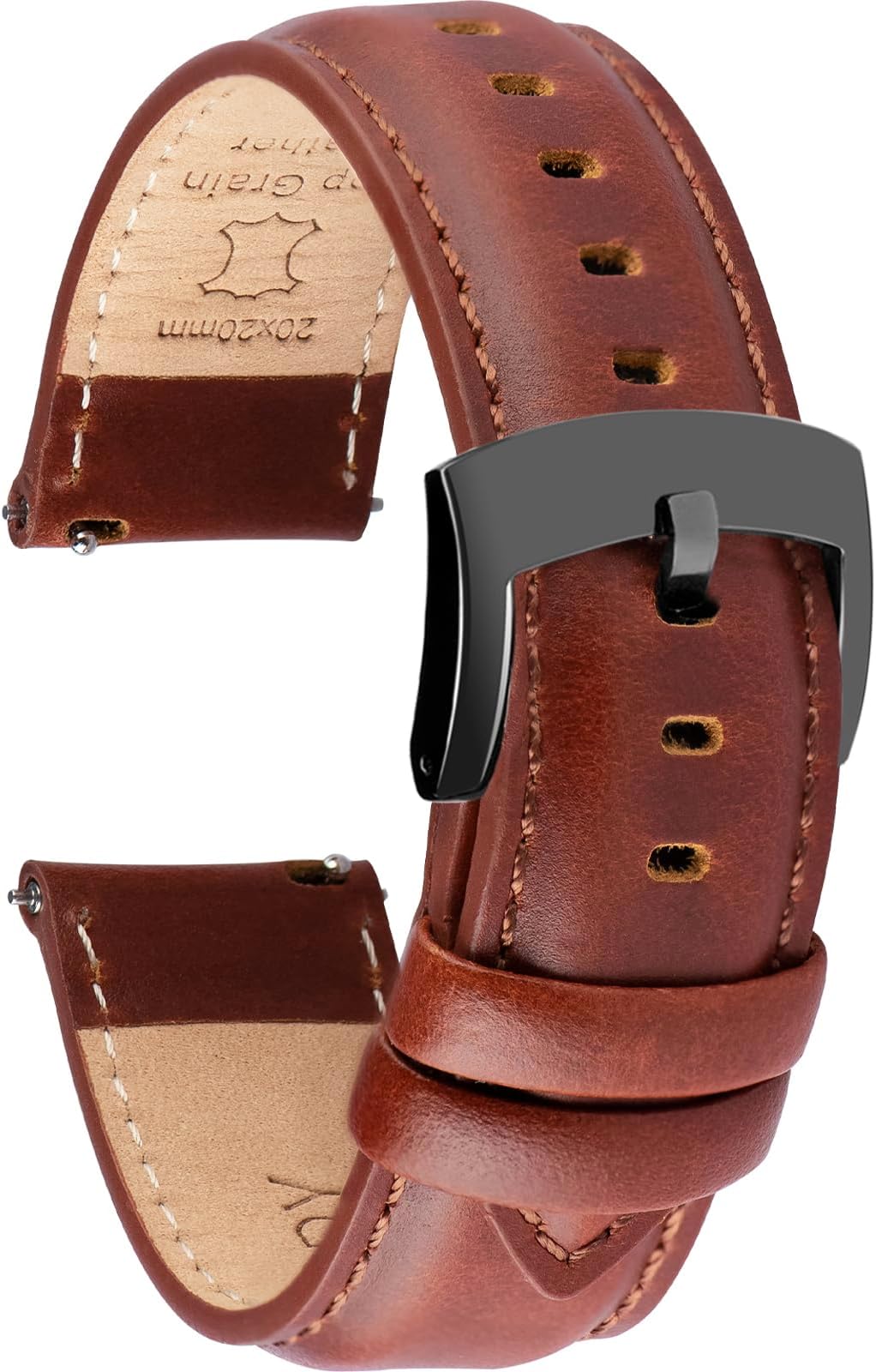 OTTOODY Leather Watch Straps 18 mm 19 mm 20 mm 21 mm 22 mm Bracelet Quick Release Elegant Leather Watch Strap for Men and Women, Replacement Leather Strap for Watch and Smartwatch