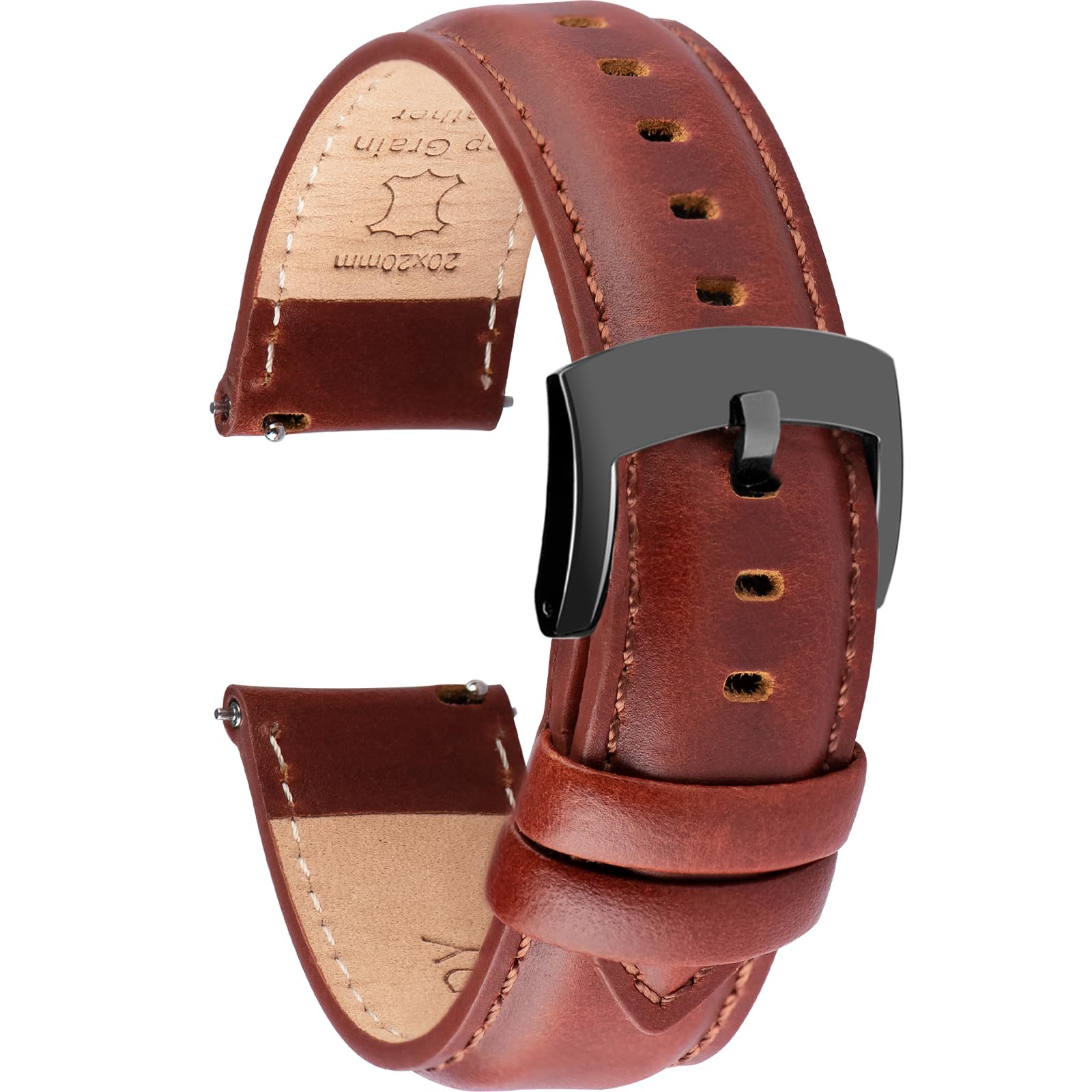 OTTOODY Leather Watch Straps 18 mm 19 mm 20 mm 21 mm 22 mm Bracelet Quick Release Elegant Leather Watch Strap for Men and Women, Replacement Leather Strap for Watch and Smartwatch