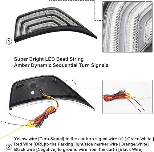 Miniatura 5 de Luces de señalización laterales de señal de giro LED para la ventilación del guardabarros delantero, compatibles con Wrangler JL JLU 2018-2024 y