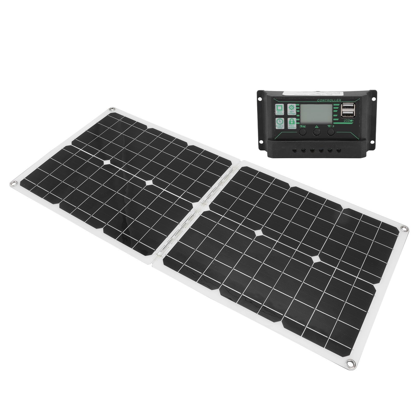 Hyuduo Pannelli Solari da 50 W, Pannello Solare Pieghevole in Polisilicio 2A Pannello Solare Portatile, Alta Efficienza di Conversione per la Ricarica della Batteria dell'auto per, Viaggi in