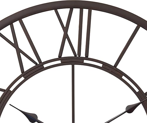 Miniatura 6 de Utopia Alley Reloj de pared redondo romano de gran tamaño, funciona con pilas, reloj decorativo para decoración de sala de estar y comedor, acabado
