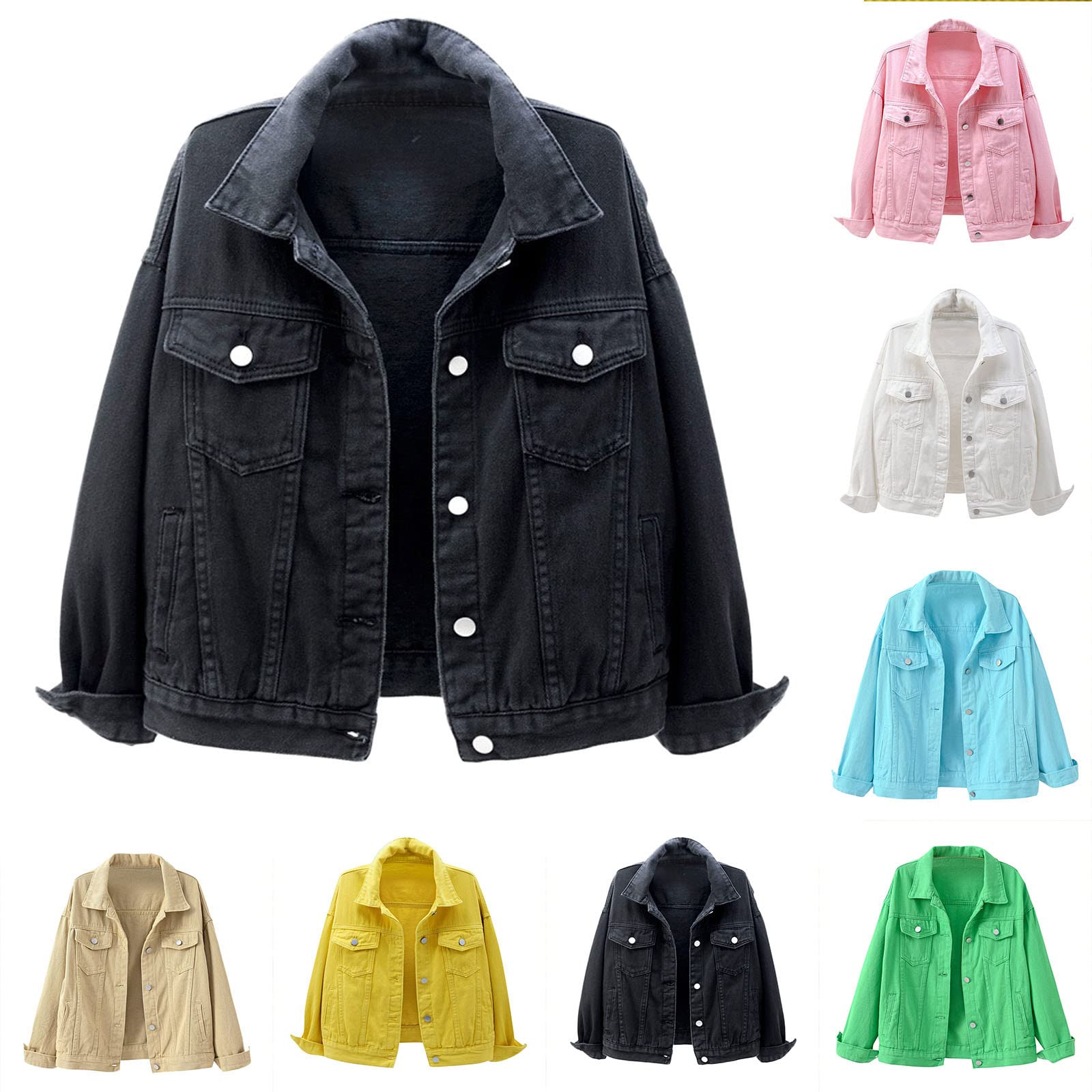 Chaquetas de mezclilla para mujer, chaqueta vaquera corta chaqueta de primavera verano vaqueros chaquetas de manga larga chaqueta fina chaquetas de entretiempo con botones chaqueta vaquera casual