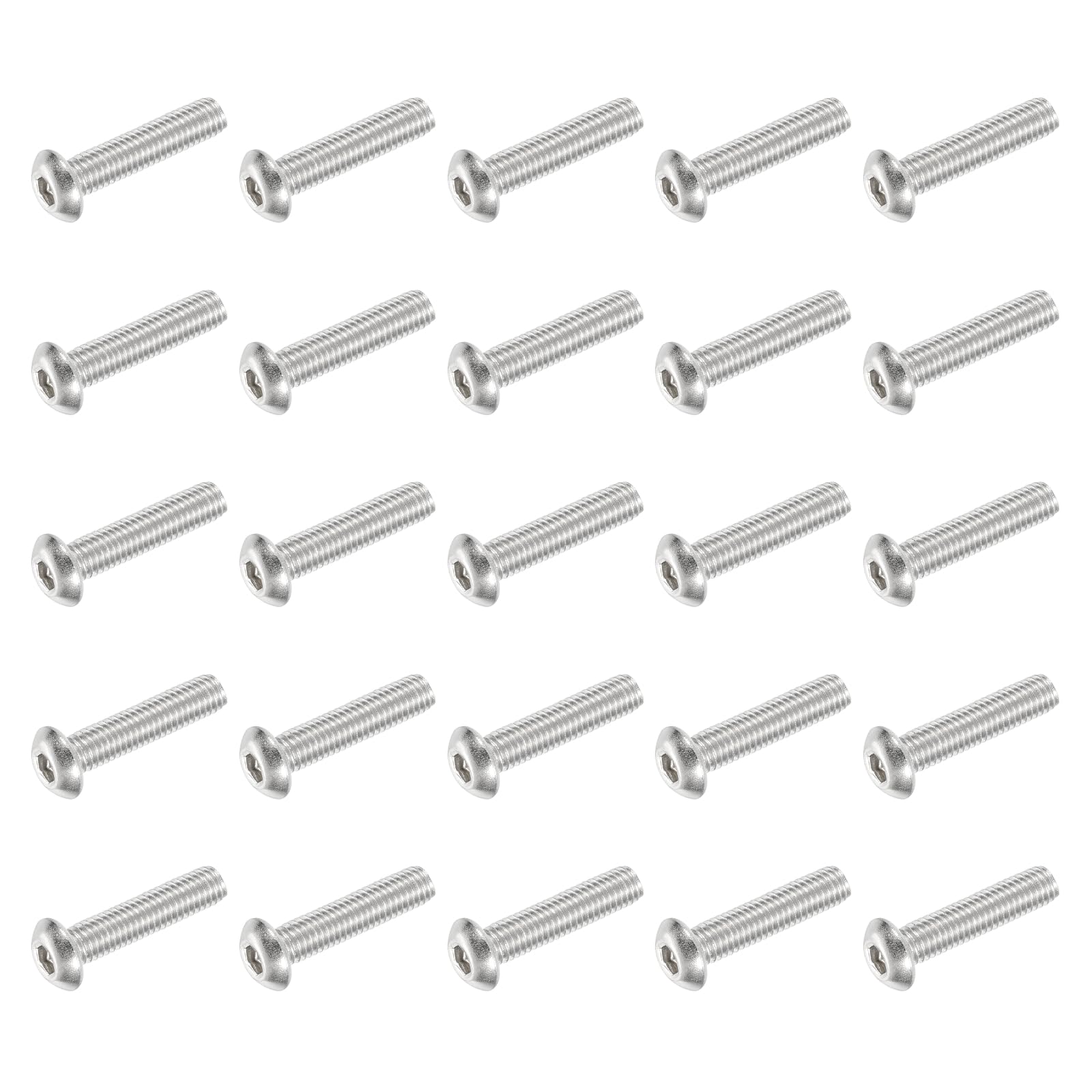 PATIKIL Button Head Socket Cap Screws, 25 PCS #10-32 UNF x 7/8 Inch 304 Stainless Steel Hex Drive Fully Thread Machine Bolts Screw for Furniture Water Pump Light Fixture, Silver