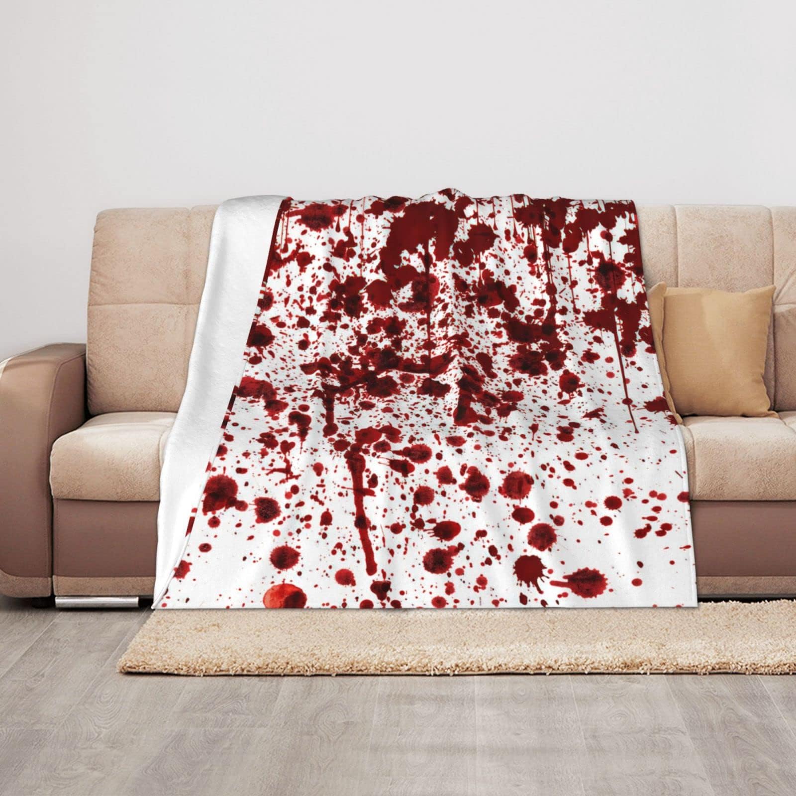 Halloween Throw Blanket,Scary Bloodstain on Super Soft Cozy Throw Blanket Lightweight Flannel Blanket Comfort Warm for Sofa Bed Couch Chair or Dorm (60" x 80")