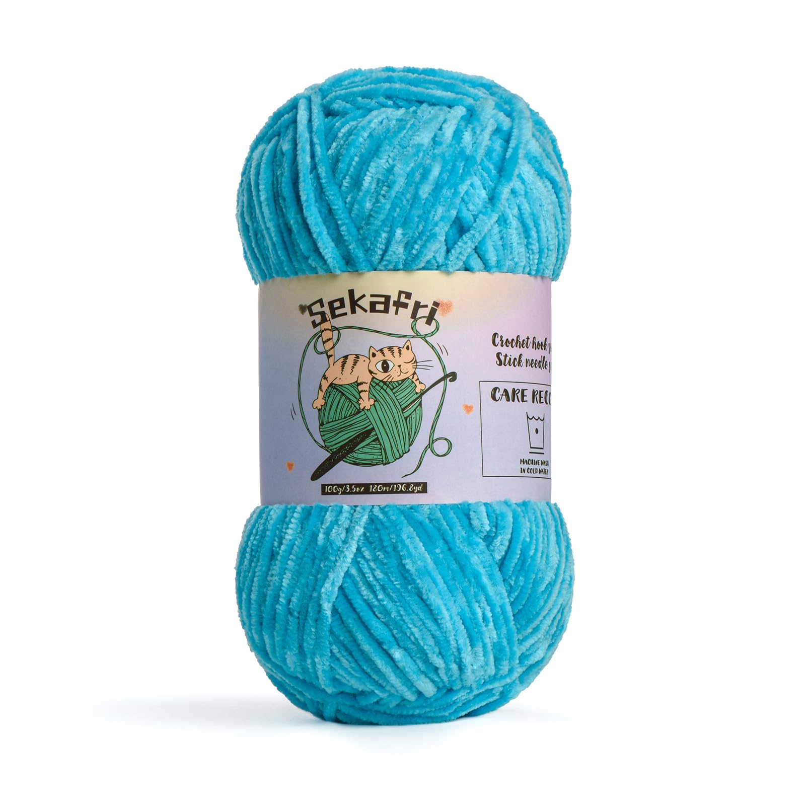 Fuzzy Chenille Yarn for Crocheting Amigurumi Crochet Yarn Blue