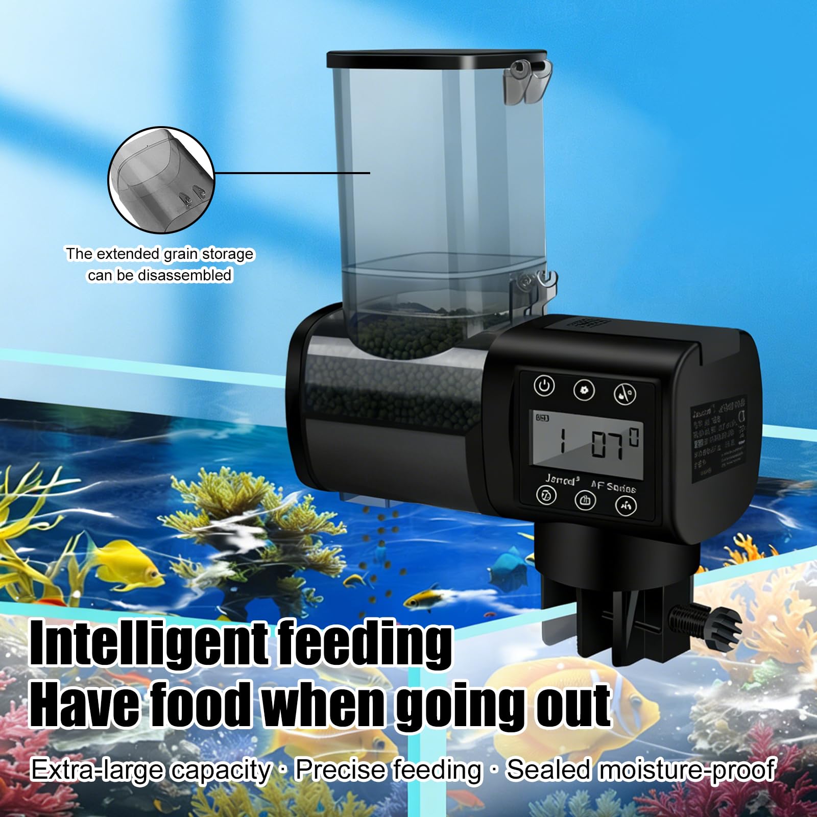 Mangiatoia automatica per acquario, 500 ml, mangiatoia automatica per pesci, mangiatoia automatica per acquario, con controller display LCD, mangiatoia per pesci e acquari