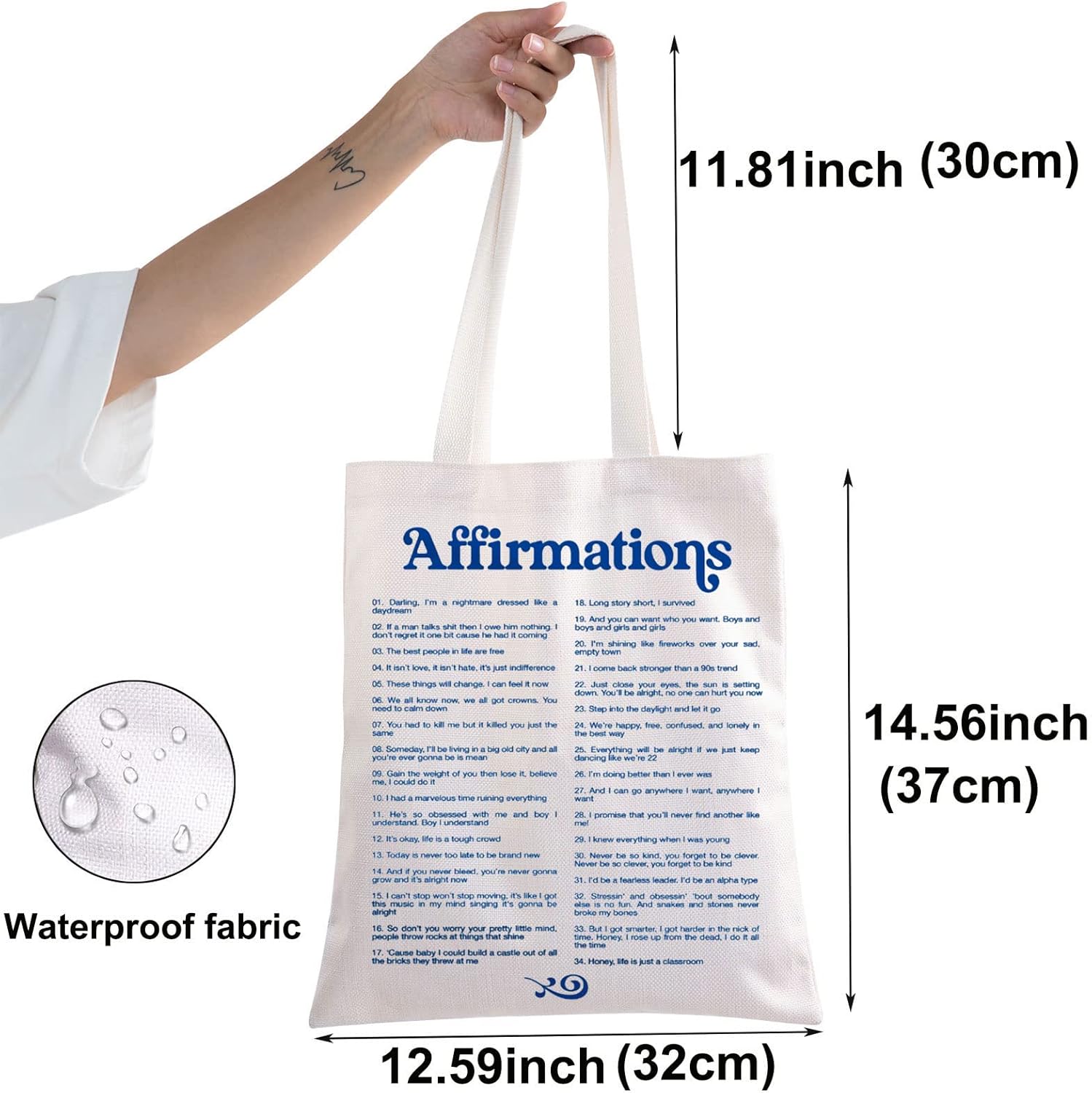 BWWKTOP Affirmations Music Canvas Tote Bag Singer Album Inspired Gifts Song Lyrics Shoulder Bag For Music Fans (Affirmations TG) - Image 2