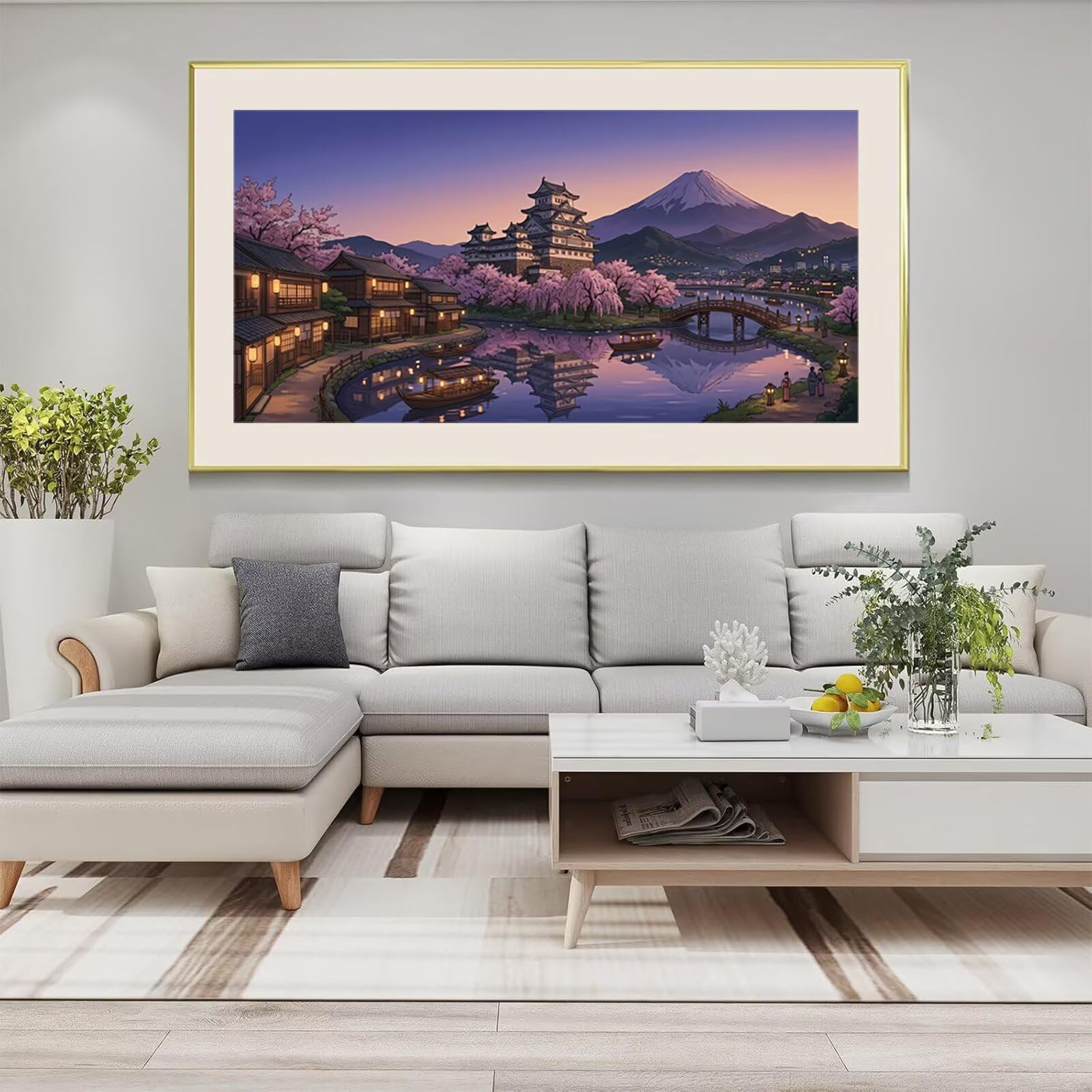 Diamond Painting Stile giapponese Diamond Painting Kit Completo XXL Paesaggio, 5D Passatempo per Adulti DIY Hobby Creativi Adulti per Decorazione Della Parete Di Casa, Regalo Donna 50x100cm, Cod-945