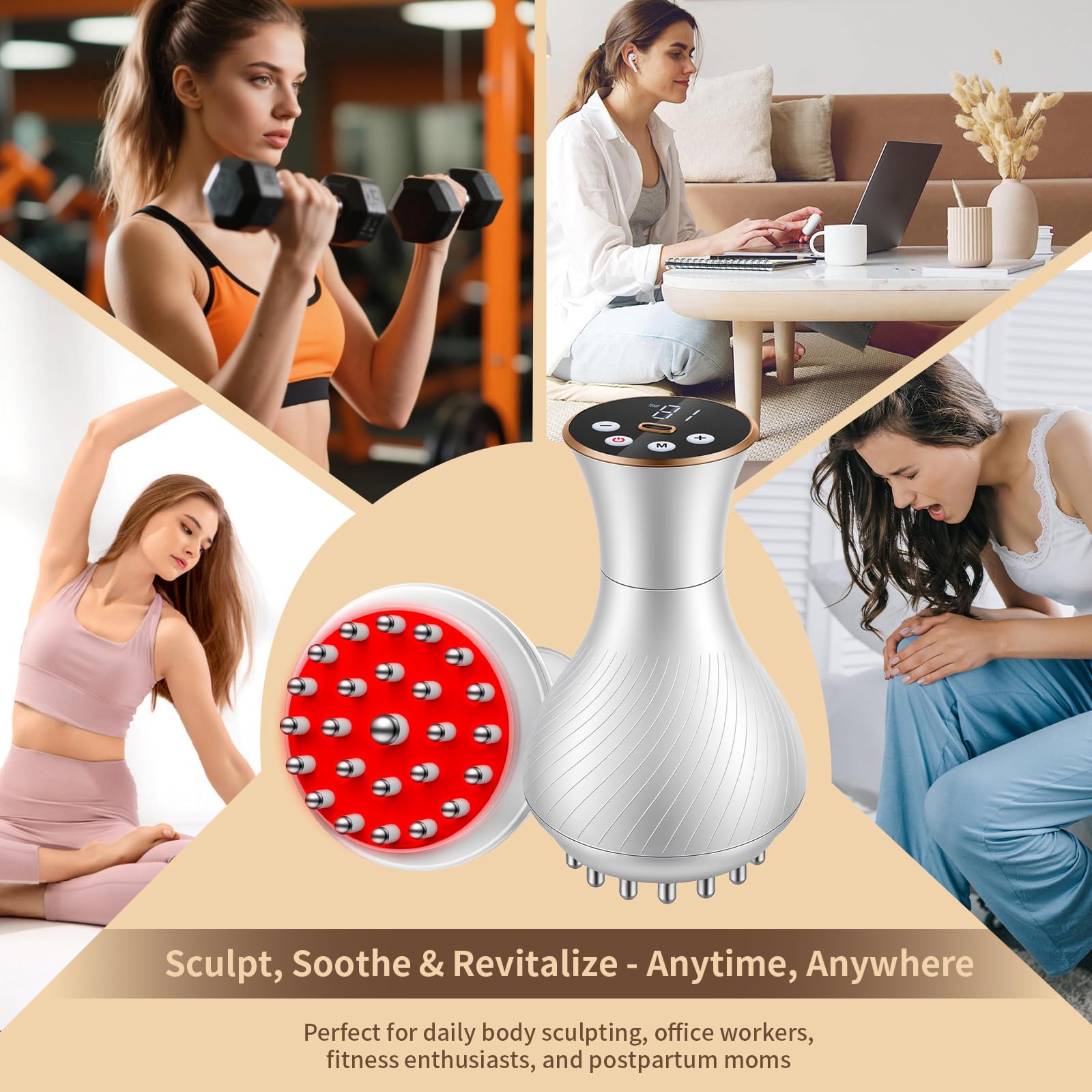Massaggiatore per drenaggio linfatico e strumento anti cellulite, la macchina scolpisce il corpo aiuta a ridurre smagliature e cellulite, per gambe, braccia e pancia, corpo con microcorrente