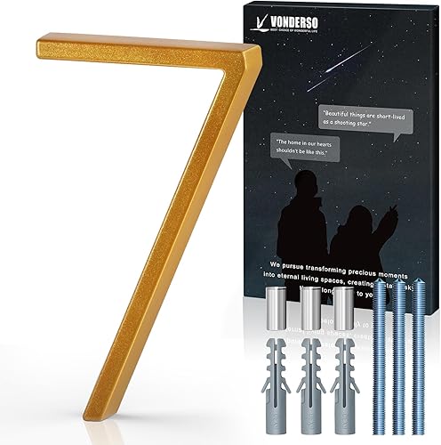 Miniatura 50 de VONDERSO - Letrero de dirección flotante de 5 pulgadas para exteriores de metal negro moderno para patio, calle y buzón, números de dirección Negro 1