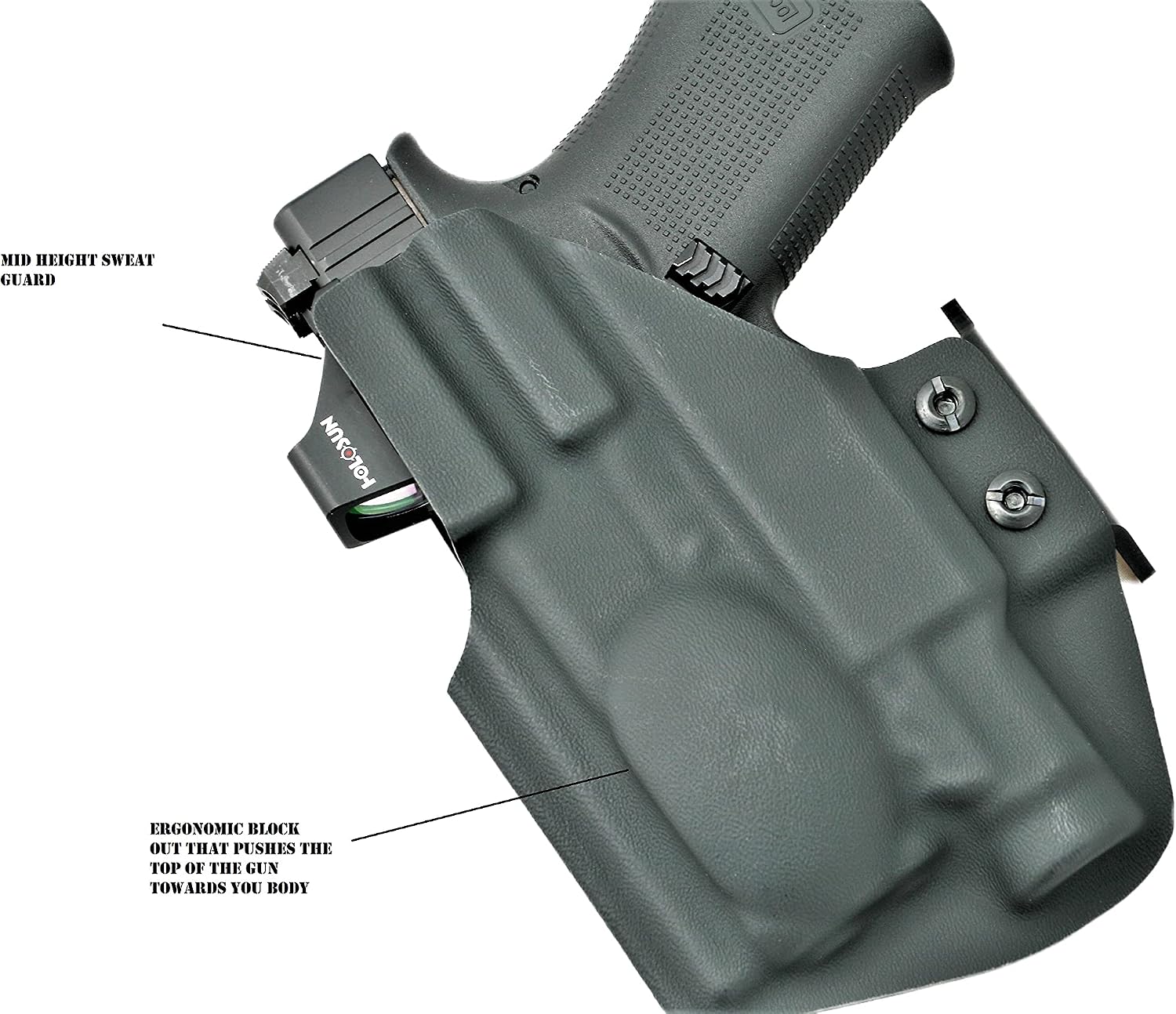 Light Bearing IWB Kydex Holster for Glock 48 with Streamlight TLR 7 SUB | IWB Kydex Holster for Glock 48 MOS | Blackout Series Holster
