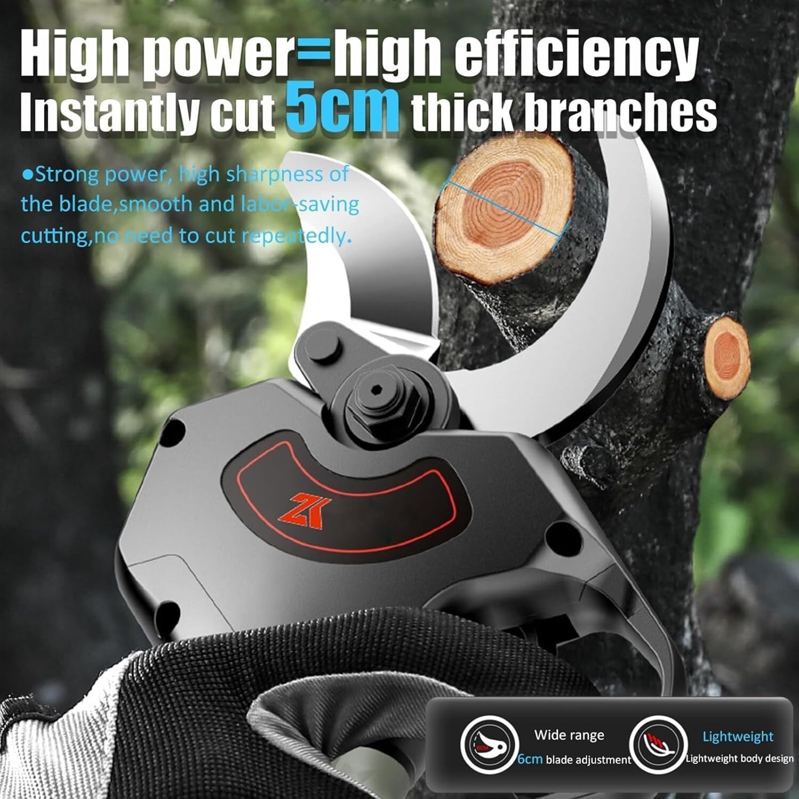 Akku Elektrische Astschere 45MM 25V Gartenschere und Astscheren - Leistungsstarke elektrische Elektrogartenscheren für präzisen Baumschnitt, Rosenschnitt und Weinreben(2Batteria)