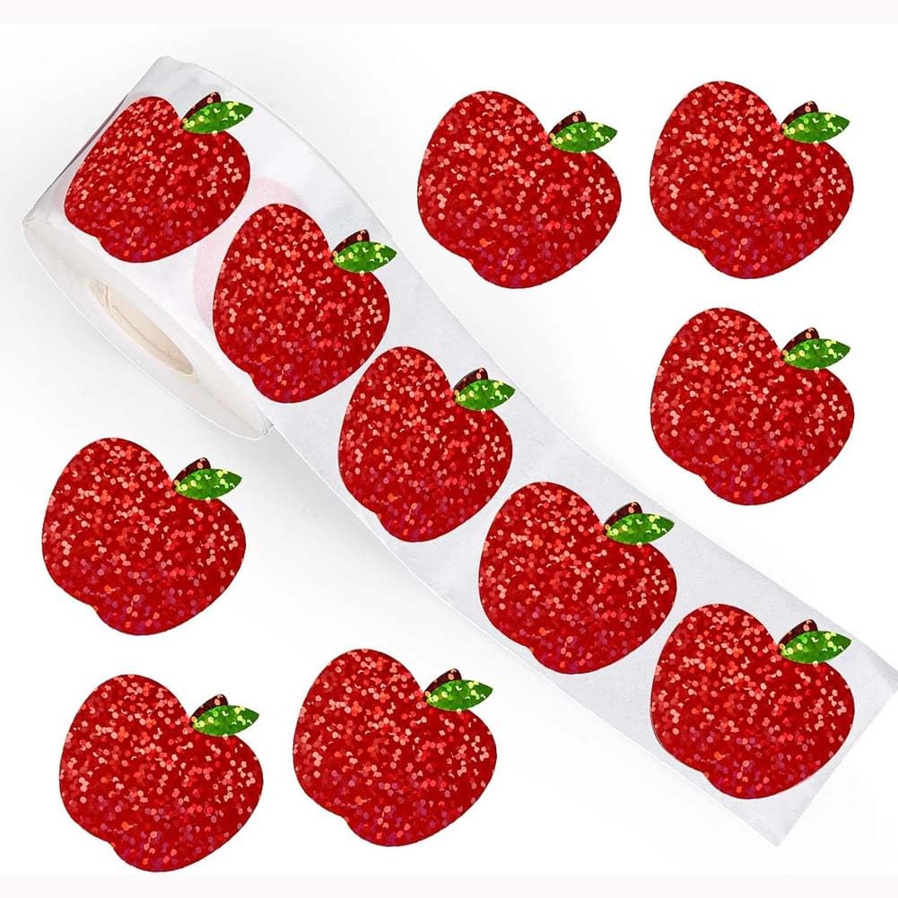 Christmas Stickers Roll for Envelope - Round Apples Stickers Roll Merry Christmas Sticker Self Adhesive Tag Seals Labels for Holiday Greeting, Sealing, Gifting, Gift Decorations (Apples)