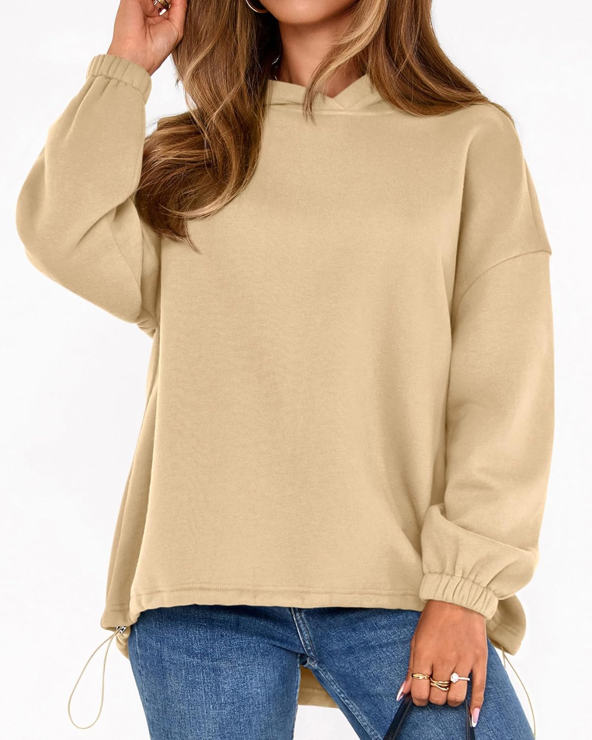 KIRUNDO Hoodies For Women 2025 Fall Fashion Hooded Oversized Sweatshirt Long Sleeve Fleece Pullover Trendy Winter Clothes - Image 4