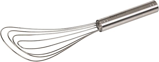 Prepworks by Progressive 10" Flat Whisk, Handheld Steel Wire Whisk Perfect for Whisking, Flat Roux Whisk, Gravy Stirring, BPA Free, Dishwasher Safe
