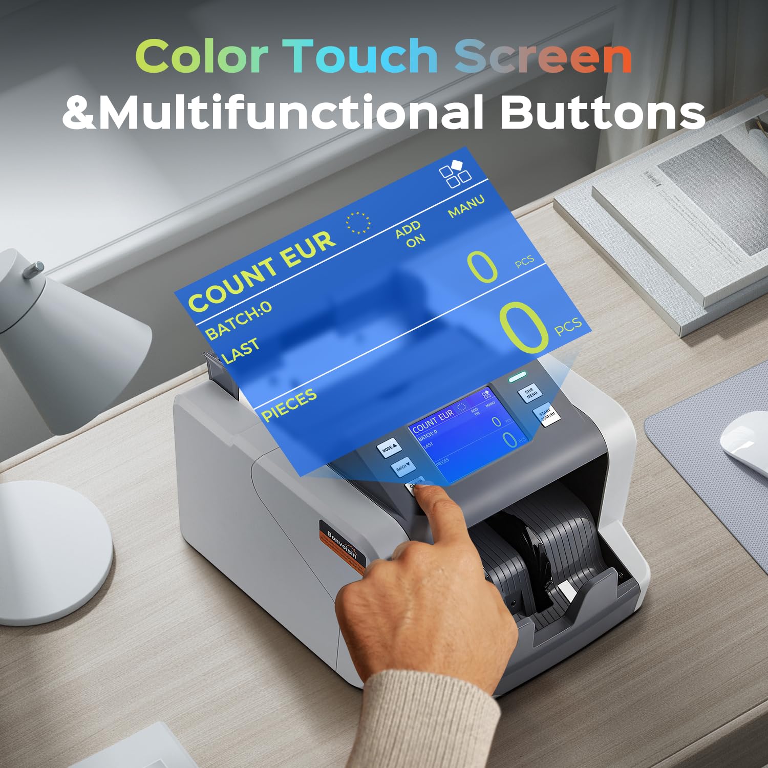 Macchina Conta Soldi Bonvoisin - Con Rilevatore MG/UV/WM, 600 Banconote/min, Display LCD, Per Euro E Dollari