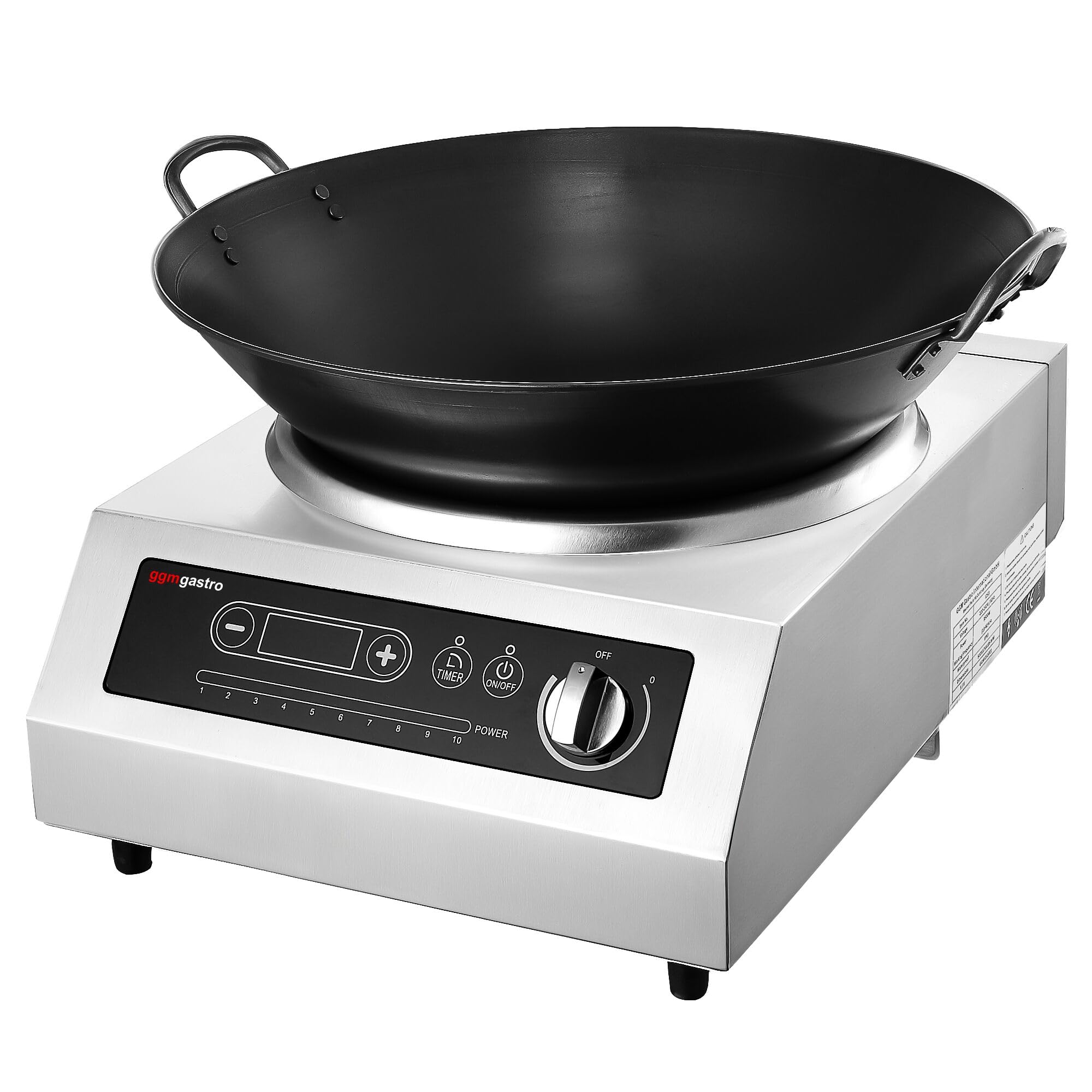 GGM Gastro Wok-Induktionsherd 3,5 kW | Ideal für die Gastronomie, intuitive Touch-Bedienung, präzise Timer-Funktion, sicher durch Abschaltautomatik, robust