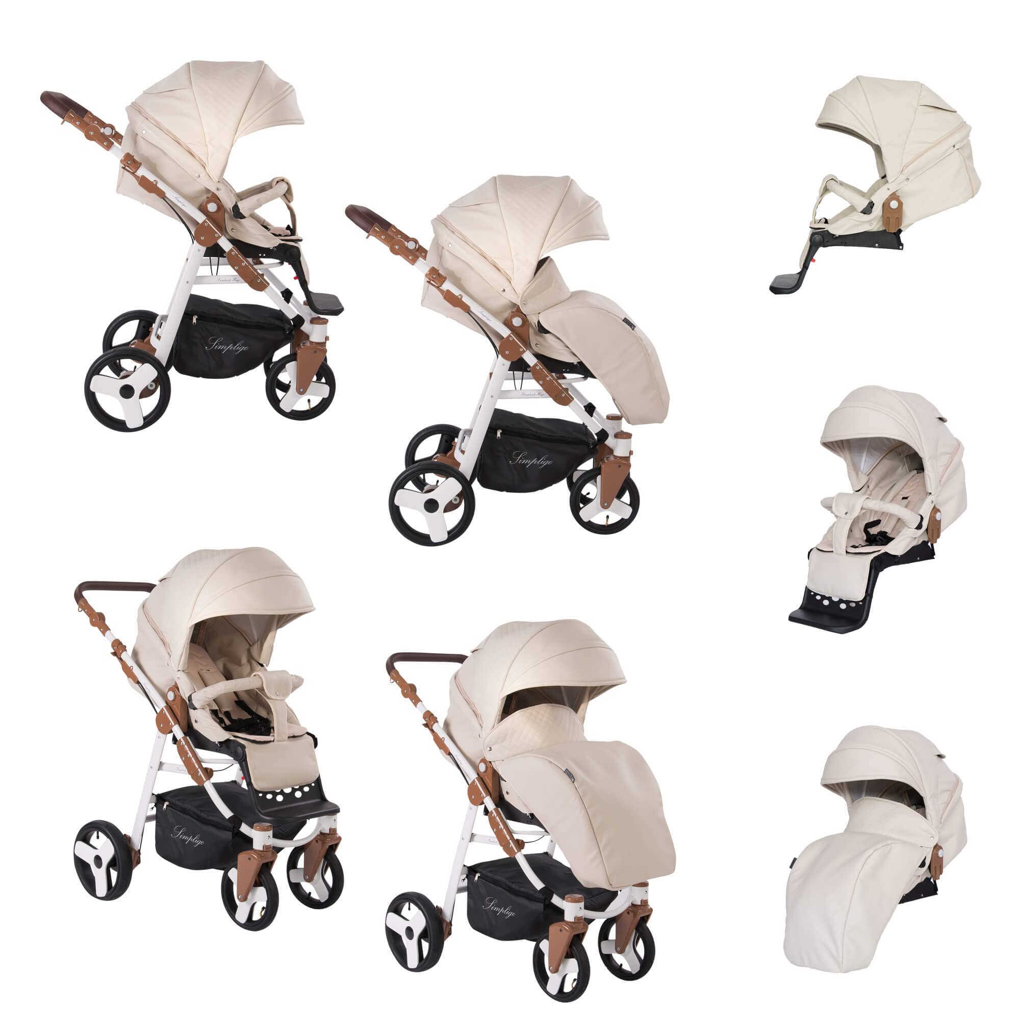 Friedrich Hugo Simpligo 3-in-1 Pushchair Set, Pneumatic Tyres, Sand  (Synthetic Leather) : Amazon.com.be: Baby Products