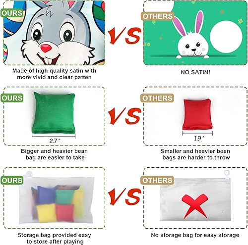Miniatura 6 de Juegos de Pascua, juego de lanzamiento de bolsas de frijoles de Pascua con 4 bolsas de frijoles, huevos de Pascua conejito de Pascua para
