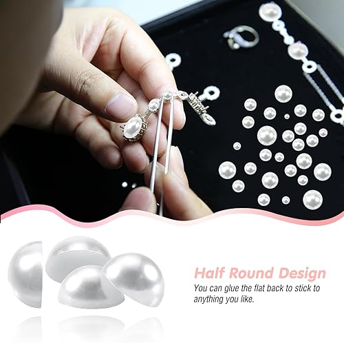 Miniatura 5 de TOAOB - 13000 cuentas de perlas de imitación de parte trasera plana, cuentas de perlas blancas media redondas, cabujones de 0.08 a 0.39 pulgadas,