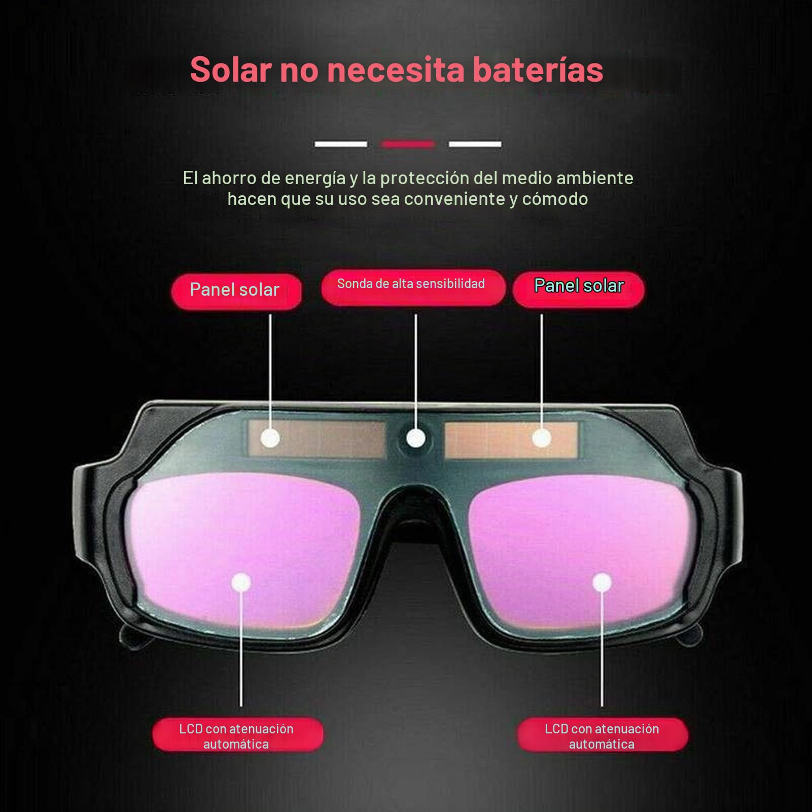 SEAFRONT Gafas de Soldadura de Oscurecimiento Automático Casco para Soldar Gafas de Soldadura con Energía Solar Gafas Protectoras de Seguridad para Soldar Máscara