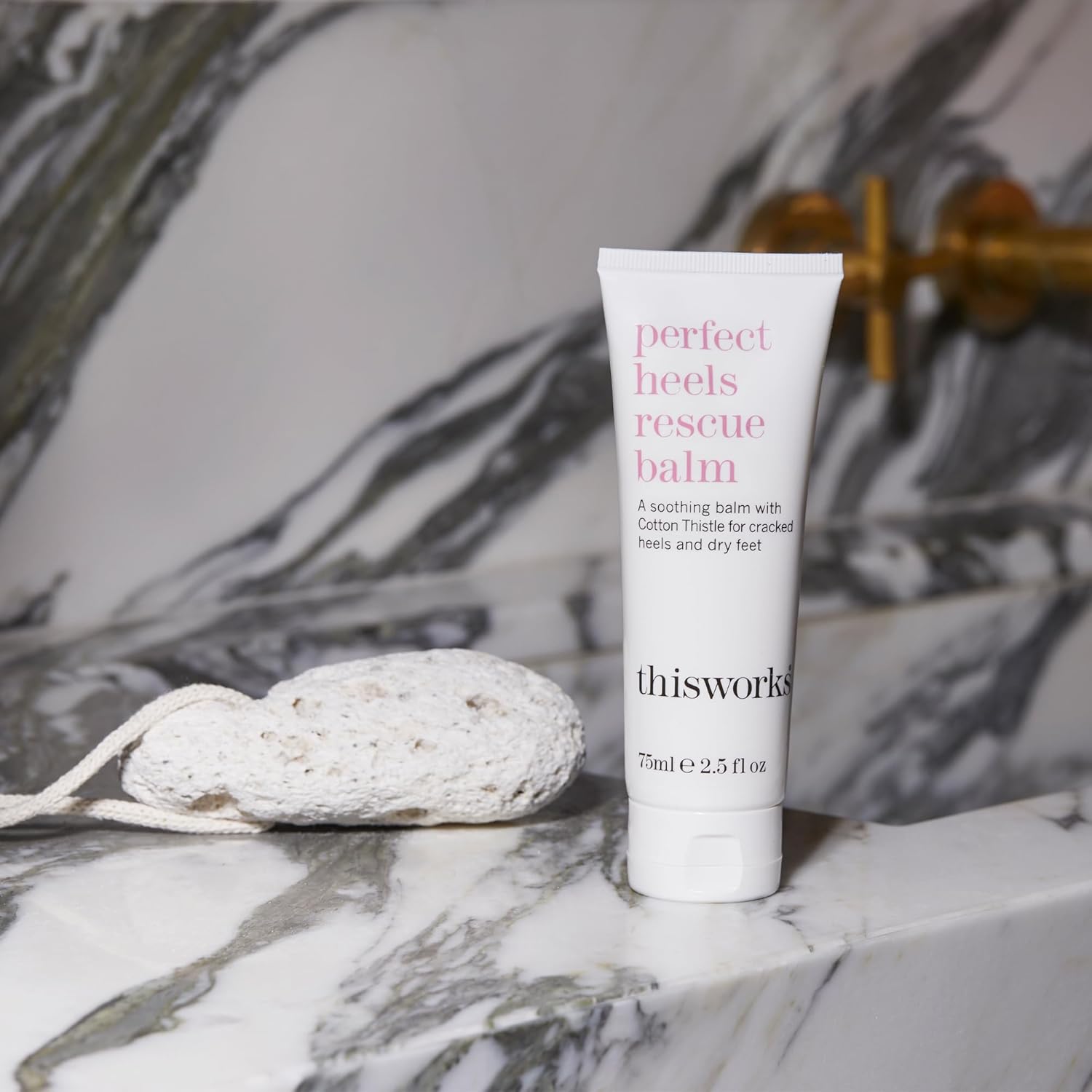 THISWORKS Perfect Heels Rescue Balm: A Natural Vegan Formula to Nourish, Repair and Moisturise with Cotton Thistle, Lemon and Lavender Essential Oils, Silicone Free, 75ml