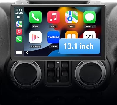 13.1 inch Car Stereo for Jeep Wrangler JK Compass Patriot/Chrysler/Dodge RAM Charger, Android 13 Touch Screen Radio with Bluetooth GPS Wireless CarPlay Andriod Auto AM/FM DSP