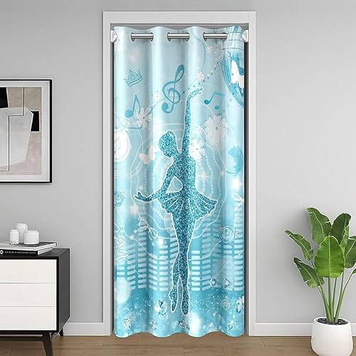 Miniatura 9 de jejeloiu Radio Boombox - Cortina para puerta de privacidad de 52 x 80 pulgadas, 1 panel retro para radio, armario, cortina para sala de estar, Azul