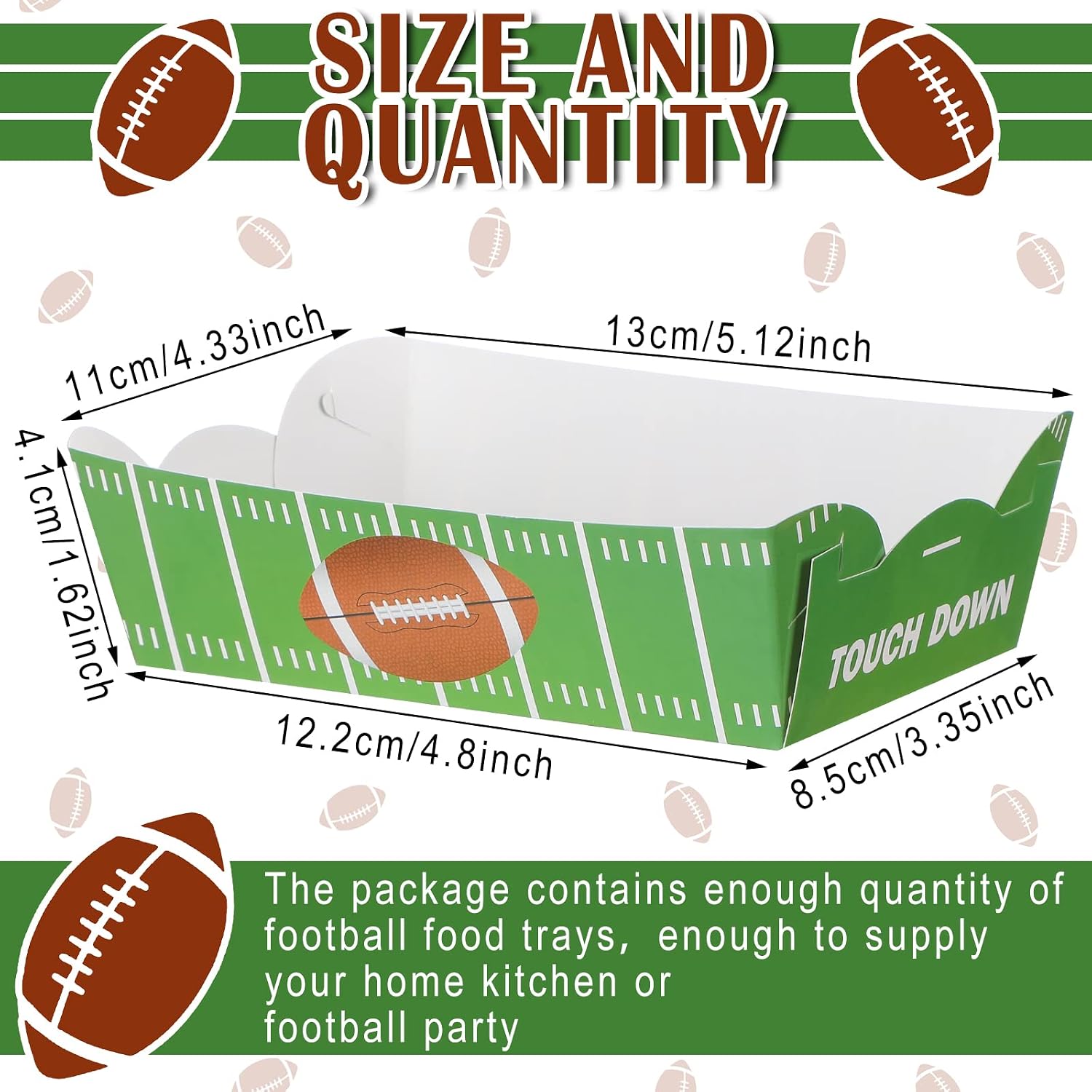 Hoolerry 60 Pcs Football Party Plates Paper Football Party Supplies Decorations Disposable Food Trays Fair Food Boats Concession Snacks Chips Serving Basket for Birthday(Field Style)