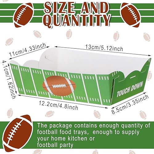 Miniatura 9 de Hoolerry Decoraciones de fiesta de fútbol de 2 libras, platos de fútbol desechables, botes de alimentos, bandejas para servir, fiestas deportivas,